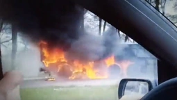 На трасі Луцьк-Рівне згоріла вантажівка (відео) 