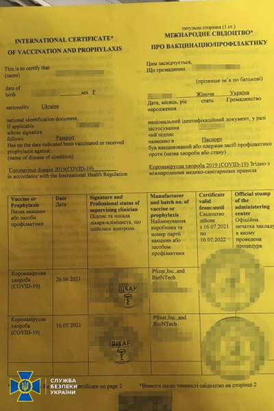 Продавали COVID-сертифікати з «волинських медзакладів»: СБУ блокувала злочинну схему (фото)