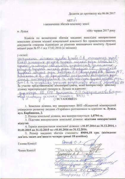 Університет «Україна»  разом з приватним підприємством  завдали Луцькраді збитків на понад півмільйона гривень