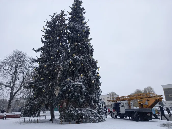 Під луцькими ялинками починають монтувати різдвяне містечко (фото)