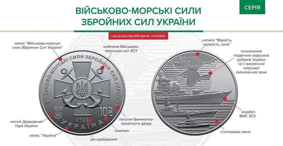 Нацбанк випустив монету, присвячену ВМС України (фото)