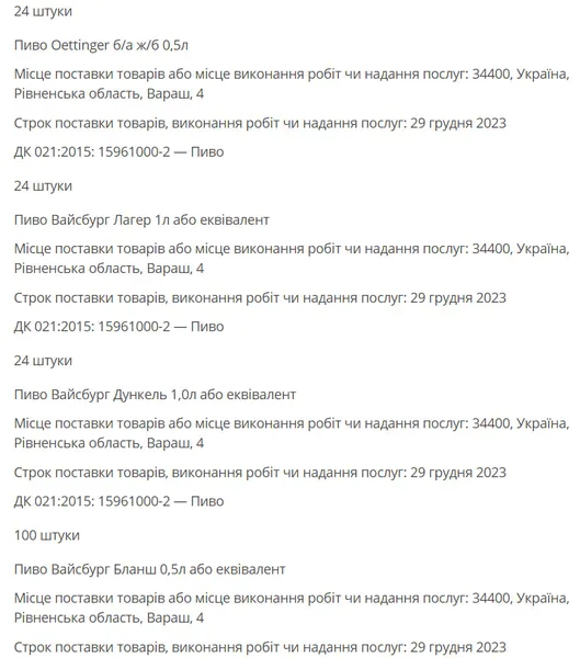 Рівненська АЕС оголосила тендер на закупівлю пива