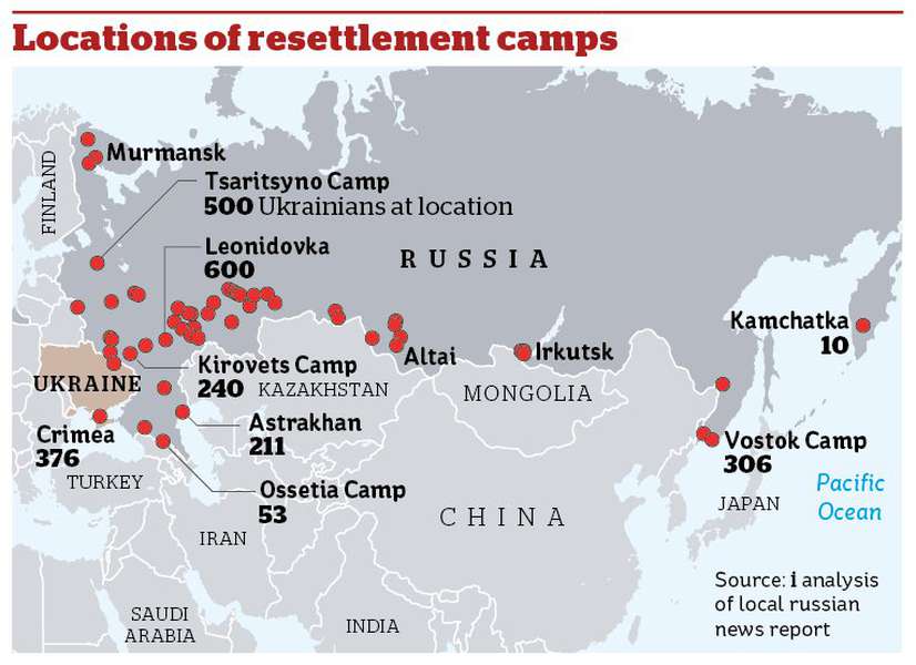 У росії виявили 66 таборів для примусово депортованих українців