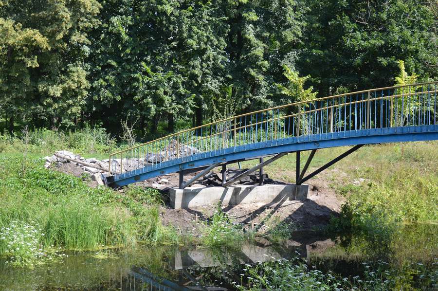 У центральному парку Луцька ремонтують трухлявий міст (фотофакт)