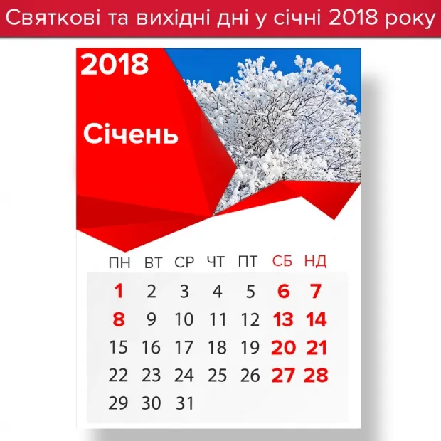 Скільки вихідних українці матимуть у січні 