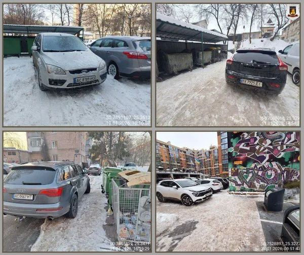 У Луцьку показали нахабних водіїв, які примостили автівки біля сміттєвих баків (фото)