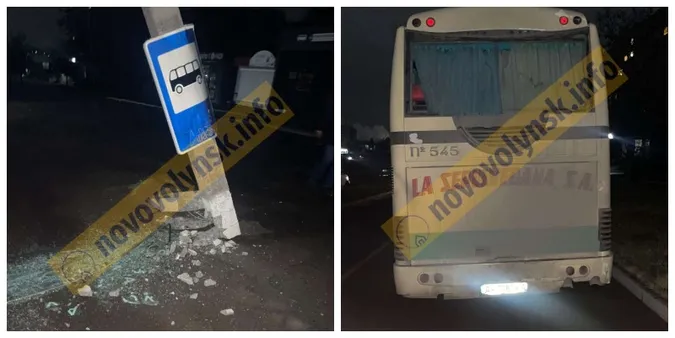 У Нововолинську автобус протаранив стовп (фото)