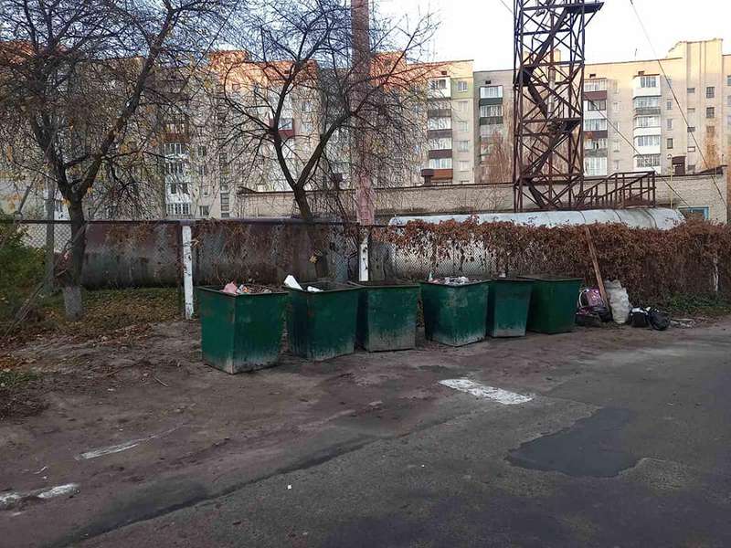 У Володимирі невідомі перекинули сміттєві баки (фото)
