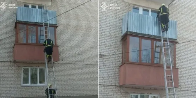 Дворічна дитина зачинилася в квартирі: волинські рятувальники лізли через вікно (фото)