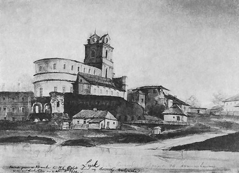 Домініканський монастир у Луцьку на малюнку Наполеона Орди, друга половина ХІХ ст.