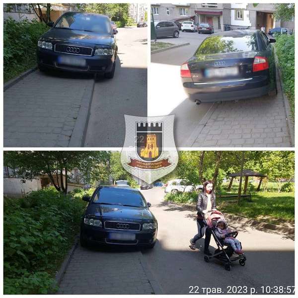 В Луцьку покарали водія Audi, який запаркувався на тротуарі (фото)