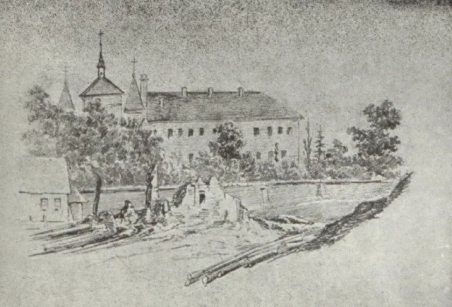 Монастир на малюнку Юзефа Іґнація Крашевського, 1844 р.