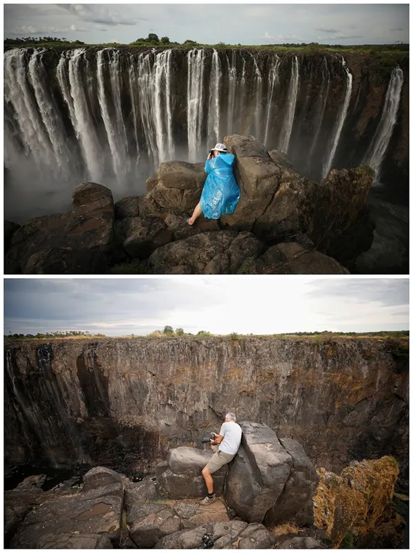 Відомий водоспад Вікторія рекордно обмілів (фото)