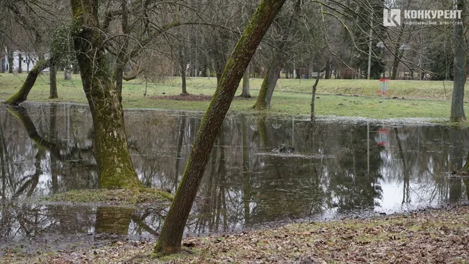Мокрий луцький парк, або Як алеї тонуть у воді (фото)