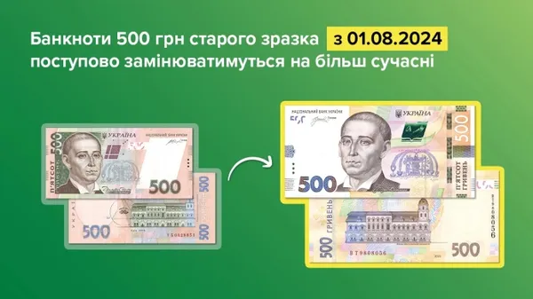 НБУ із серпня почне вилучати з обігу банкноти 500 гривень старого зразка