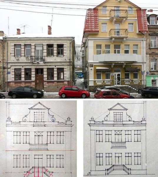 Будинки-близнюки Естер Манельзон та Сури Рапопорт (нині інші власники) на сучасній вулиці Богдана Хмельницького