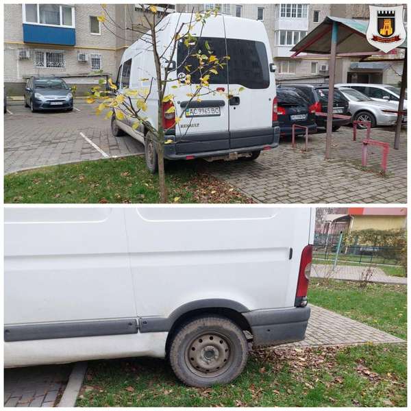 У Луцьку оштрафували водія, який одним колесом заїхав на газон (фото)