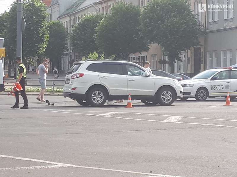Відвалився бампер: у Луцьку не розминулися дві автівки (фото, відео)