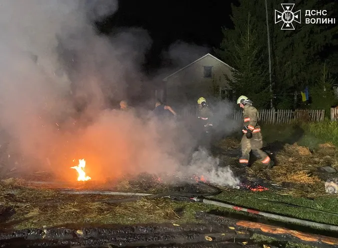 На Волині невідомий вночі підпалив хлів з конем (фото)