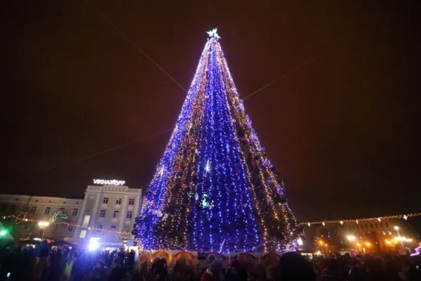 «Штучне» новорічне дерево прикрашає місто вже 8 років поспіль