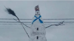 На Волині зліпили семиметрову снігову бабу (фотофакт)