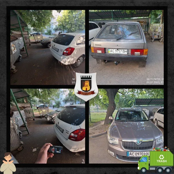 У Луцьку декілька нових автомобілів лишили просто на смітнику (фото)
