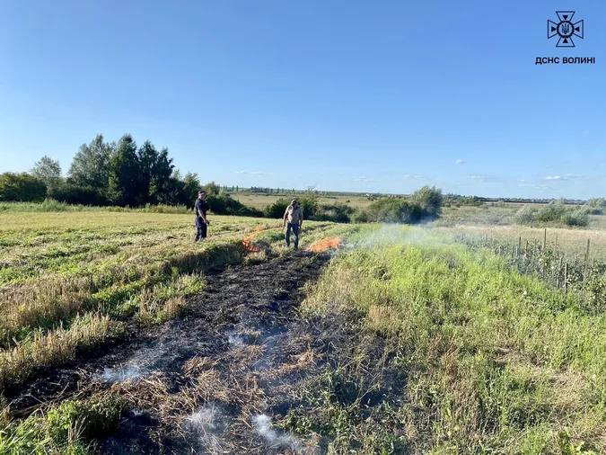 Рятувальники оштрафували пенсіонера, який підпалив поле під Луцьком (фото)