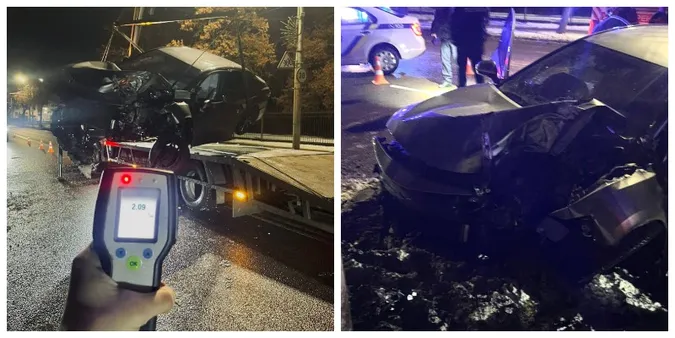 Авто стало купою металу: в Луцьку п'яний водій влупився у стовп (фото)