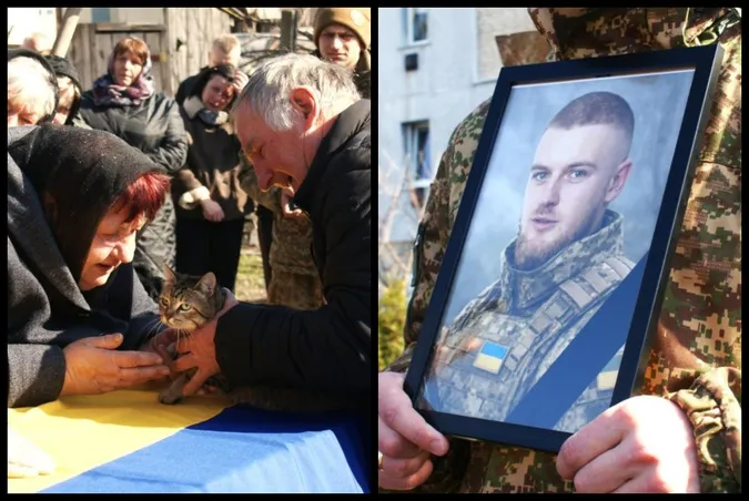 Врятована на фронті кішка Монка сиділа на труні: на Волині попрощалися з 23-річним азовцем «Фоксом» (фото)