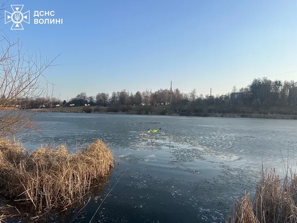 У Нововолинську надзвичайники в гідрокостюмах рятували пса з водяної пастки (фото)