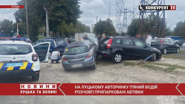 У Луцьку біля авторинку п'яний водій розчовп припарковані Ford та Hyundai (фото)