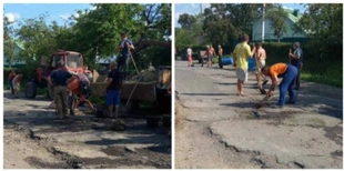 Терпець урвався: у Тростянці селяни самостійно латають дорогу (фото)