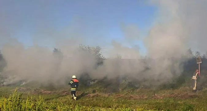 На Волині «товарняк» підпалив 1,5 гектара трави вздовж колій (фото)