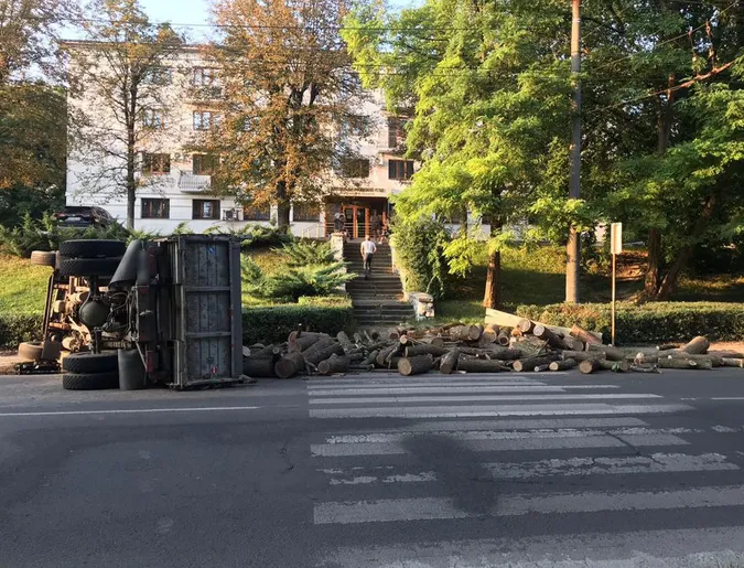 Внаслідок перекидання ЗІЛа з колодами у Луцьку постраждали діти (фото)