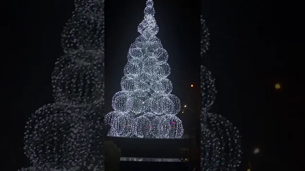 Як у Луцьку біля «Променя» засвічували ялинку (відео)