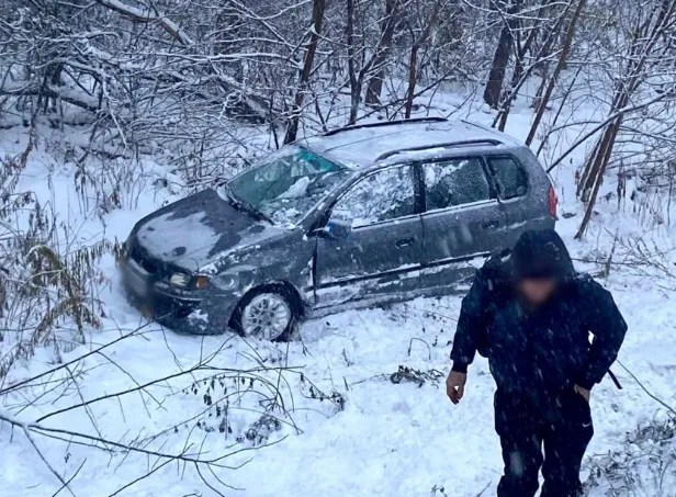 Біля Забороля «шумахера» на Mitsubishi знесло у кювет (фото)