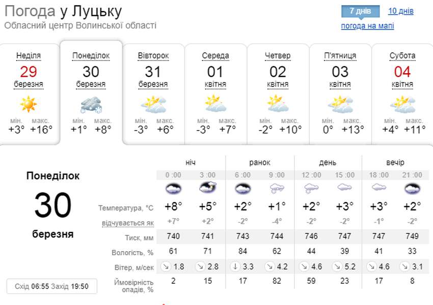 Обіцяють сніжок: погода в Луцьку на понеділок, 30 березня
