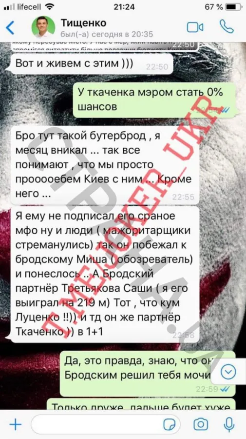 Опублікували переписку пранкера «Джокера» з нардепом Миколою Тищенко
