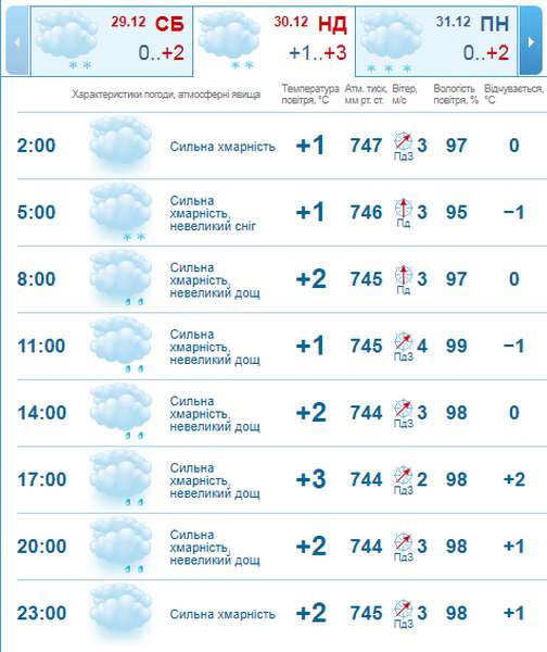 Хмарно: погода в Луцьку на суботу, 30 грудня