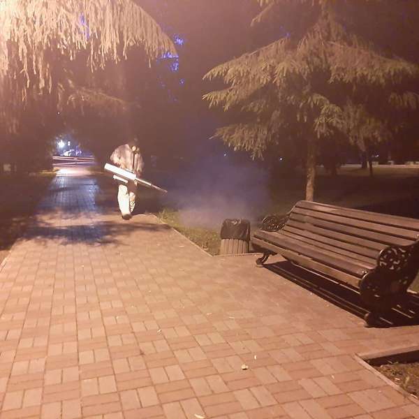 Як вночі в луцькому парку знищували кліщів та комарів (фото)