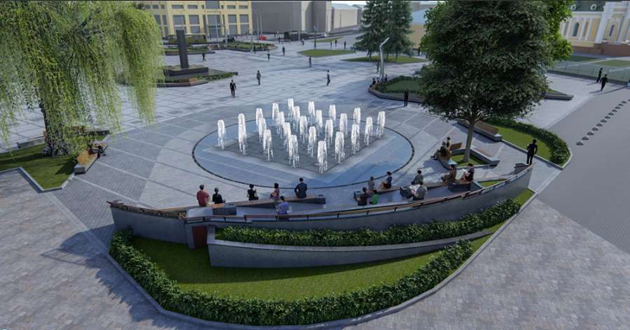 Сухий фонтан, нове світло і більше зелені: яким може стати Театральний майдан Луцька (фото) 