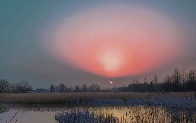 Незвичайне явище: у Ківерцях помітили запилений захід Сонця (фото)