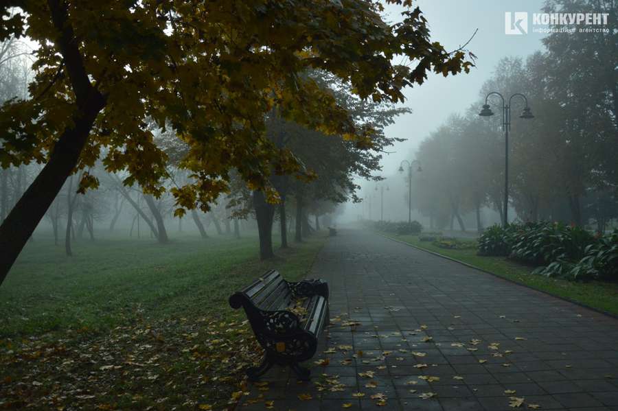 Центральний парк Луцька у ранковому тумані (фото)
