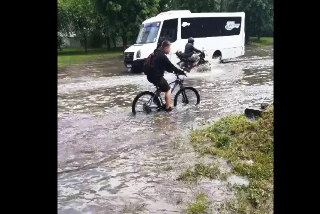 У Луцьку злива і град: вода залила вулиці (відео)