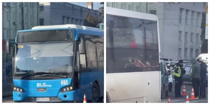 На одній з вулиць Луцька – величезний затор через аварію з маршруткою