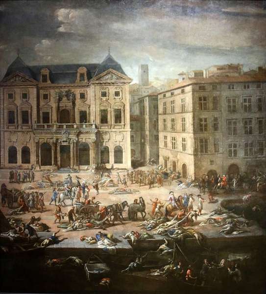 View of the Town Hall, Marseilles during the Plague of 1720