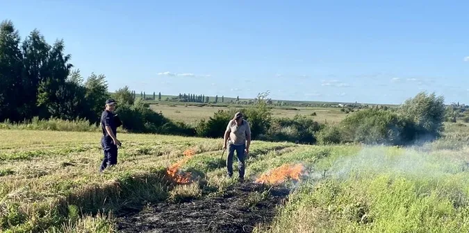 Рятувальники оштрафували пенсіонера, який підпалив поле під Луцьком (фото)