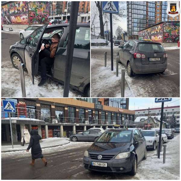 У Луцьку муніципали оштрафували водія за паркування на «зебрі» (фото)