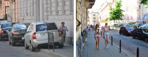 Львів’яни зібрали гроші і встановили стовпці, які не дають автомобілям паркуватися на тротуарах