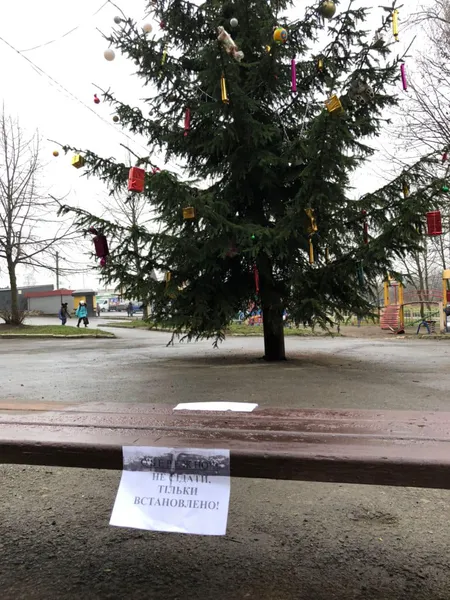 Зі скандальної ялинки у Нововолинську зняли повішених зайців (фото)
